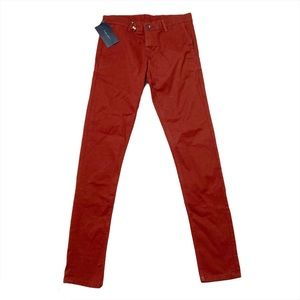 Zara burnt orange button fly skinny chino pants